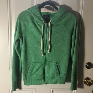 American Eagle Outfitters green zip front hooded sweater size Medium